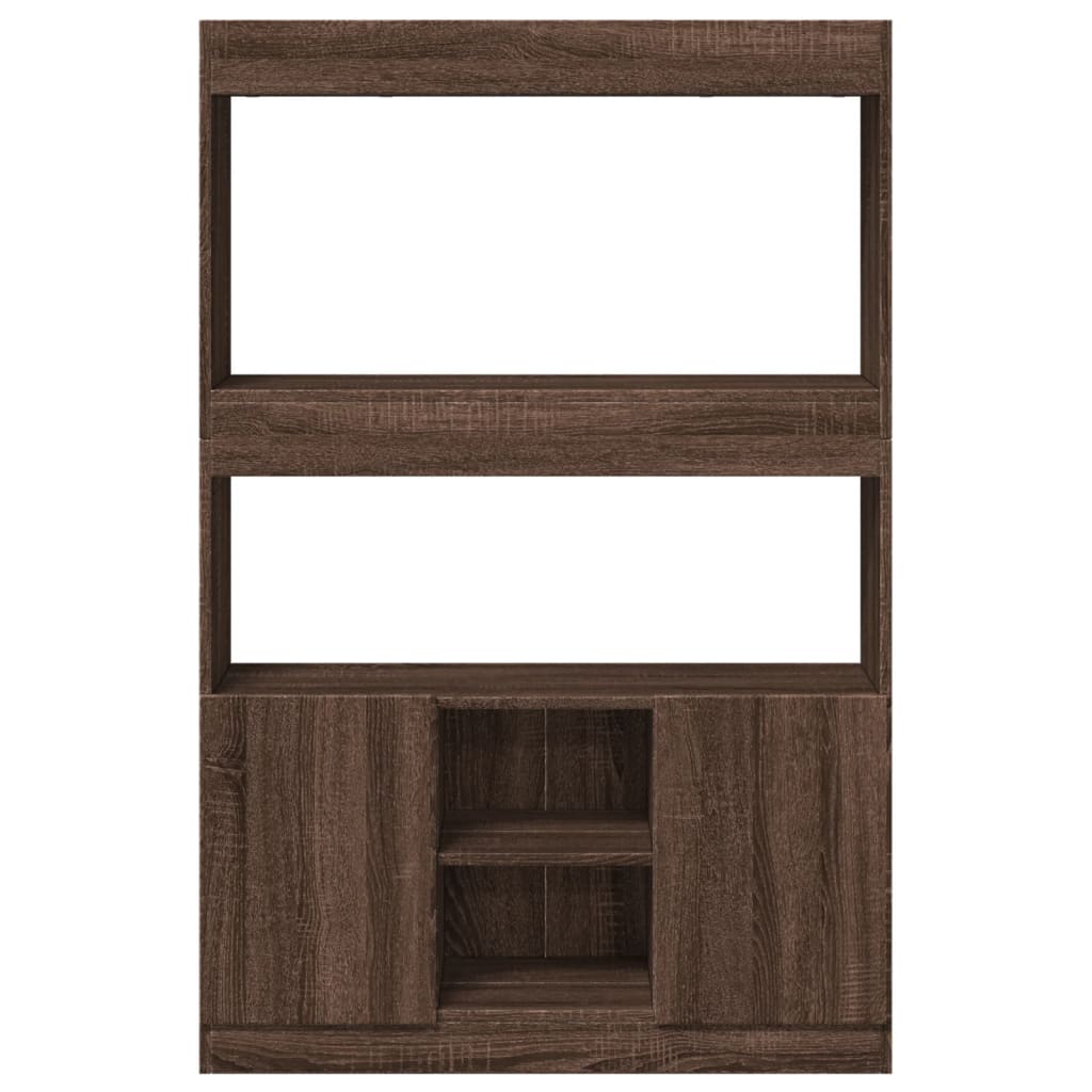 Highboard brun eik 92x33x140 cm konstruert tre