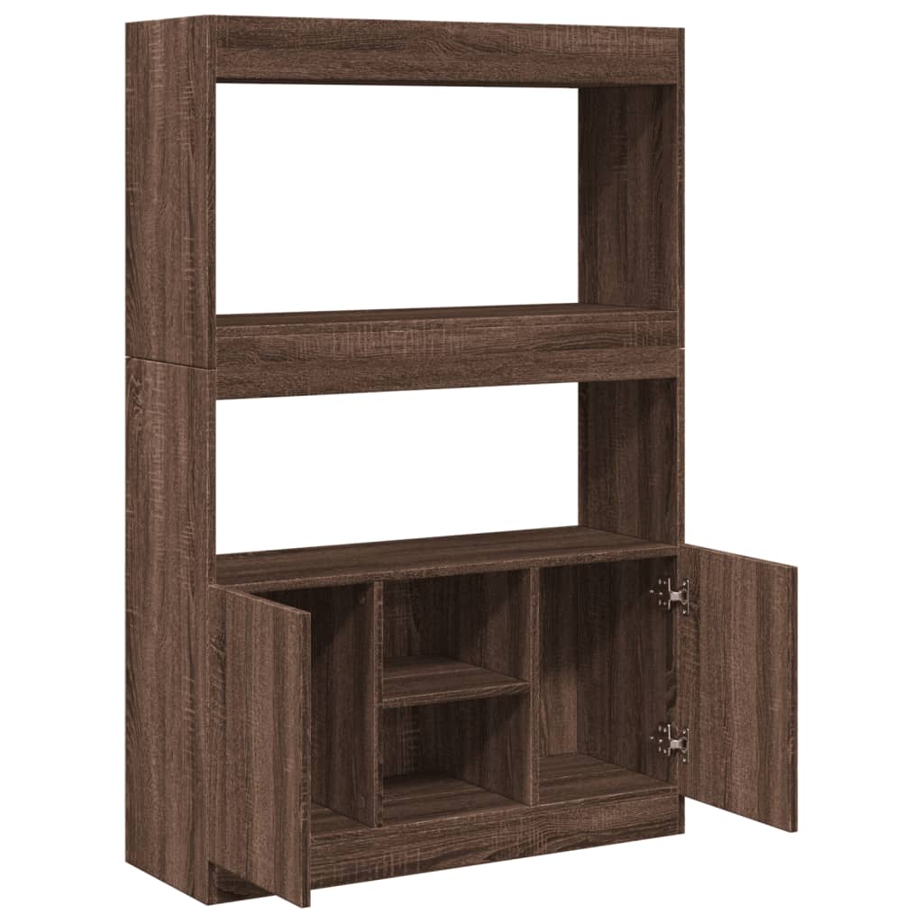 Highboard brun eik 92x33x140 cm konstruert tre