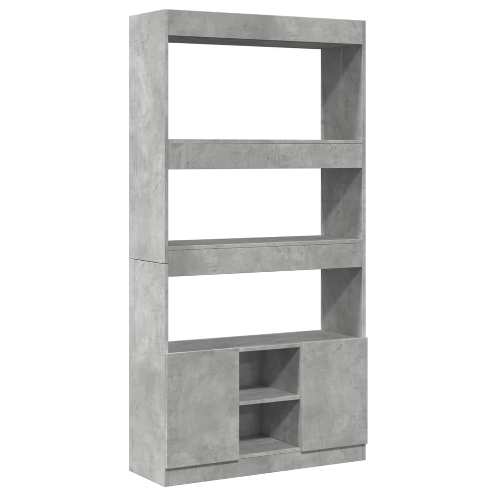 Highboard betonggrå 92x33x180 cm konstruert tre