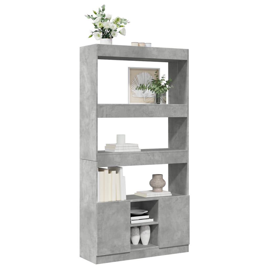 Highboard betonggrå 92x33x180 cm konstruert tre