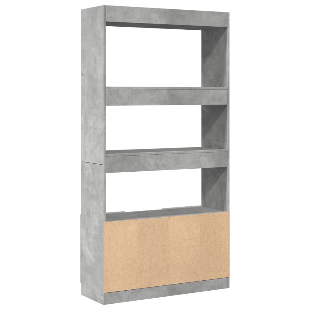 Highboard betonggrå 92x33x180 cm konstruert tre