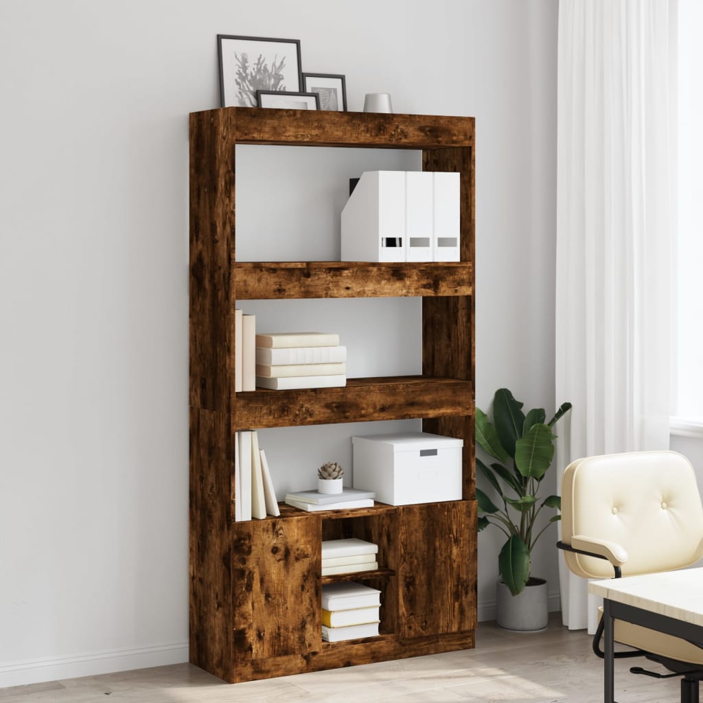 Highboard røkt eik 92x33x180 cm konstruert tre