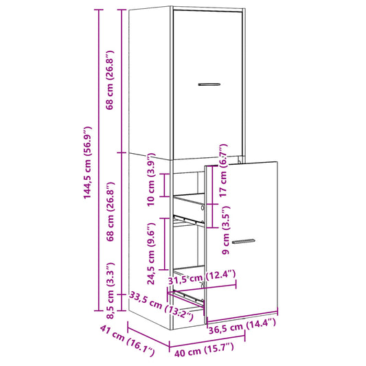 Apotekskap brun eik 40x41x144,5 cm konstruert tre