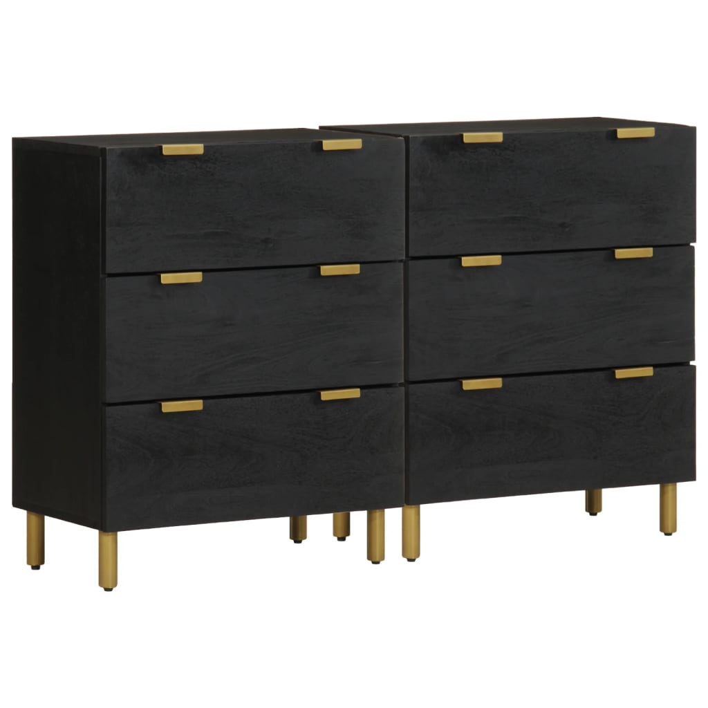 Skjenker 2 stk svart 60x33x75 cm Konstruert tre