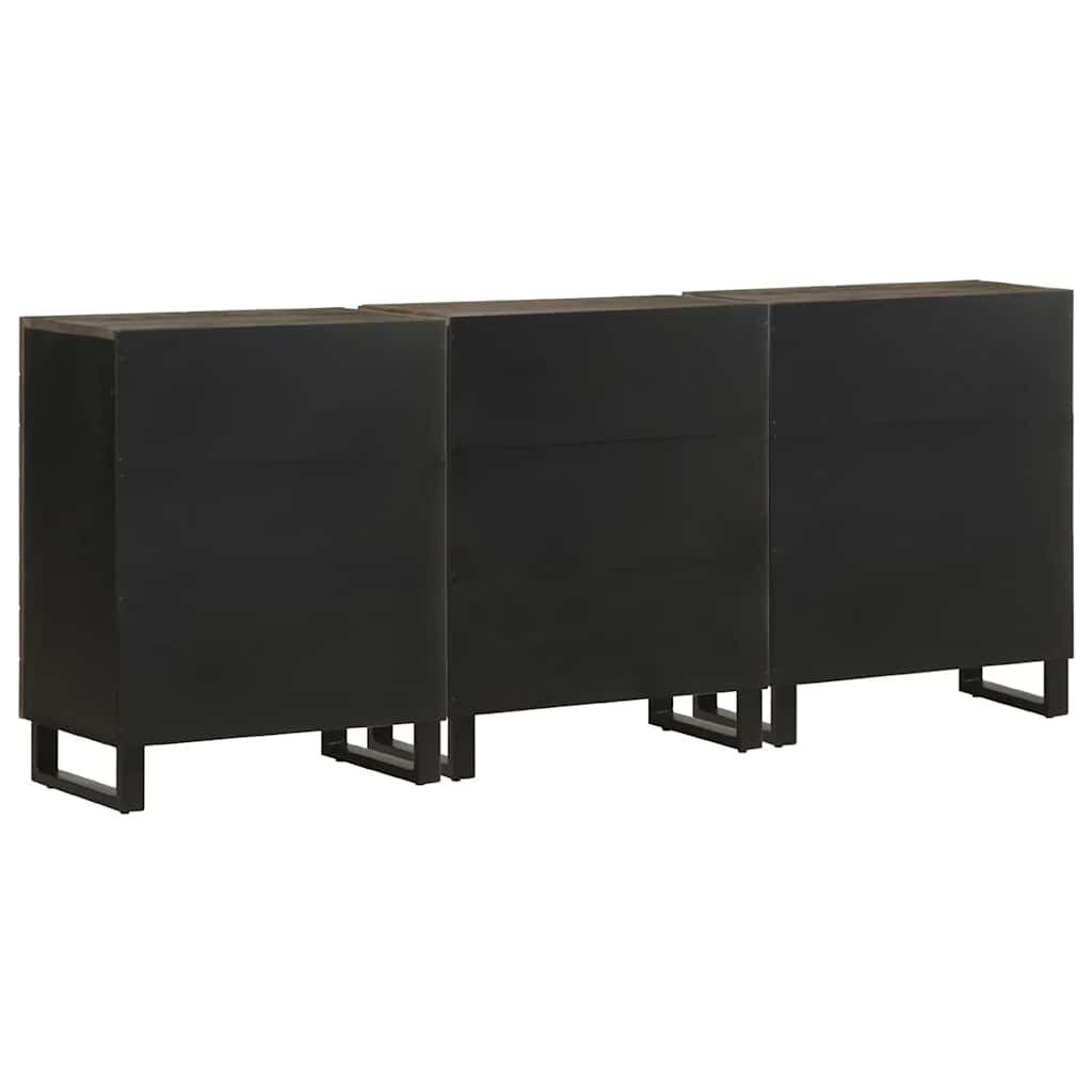 Skjenker 3 deler svart 60x33x75 cm heltre mango