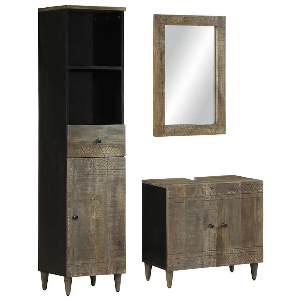 Baderomsskapsett 3 deler heltre mango