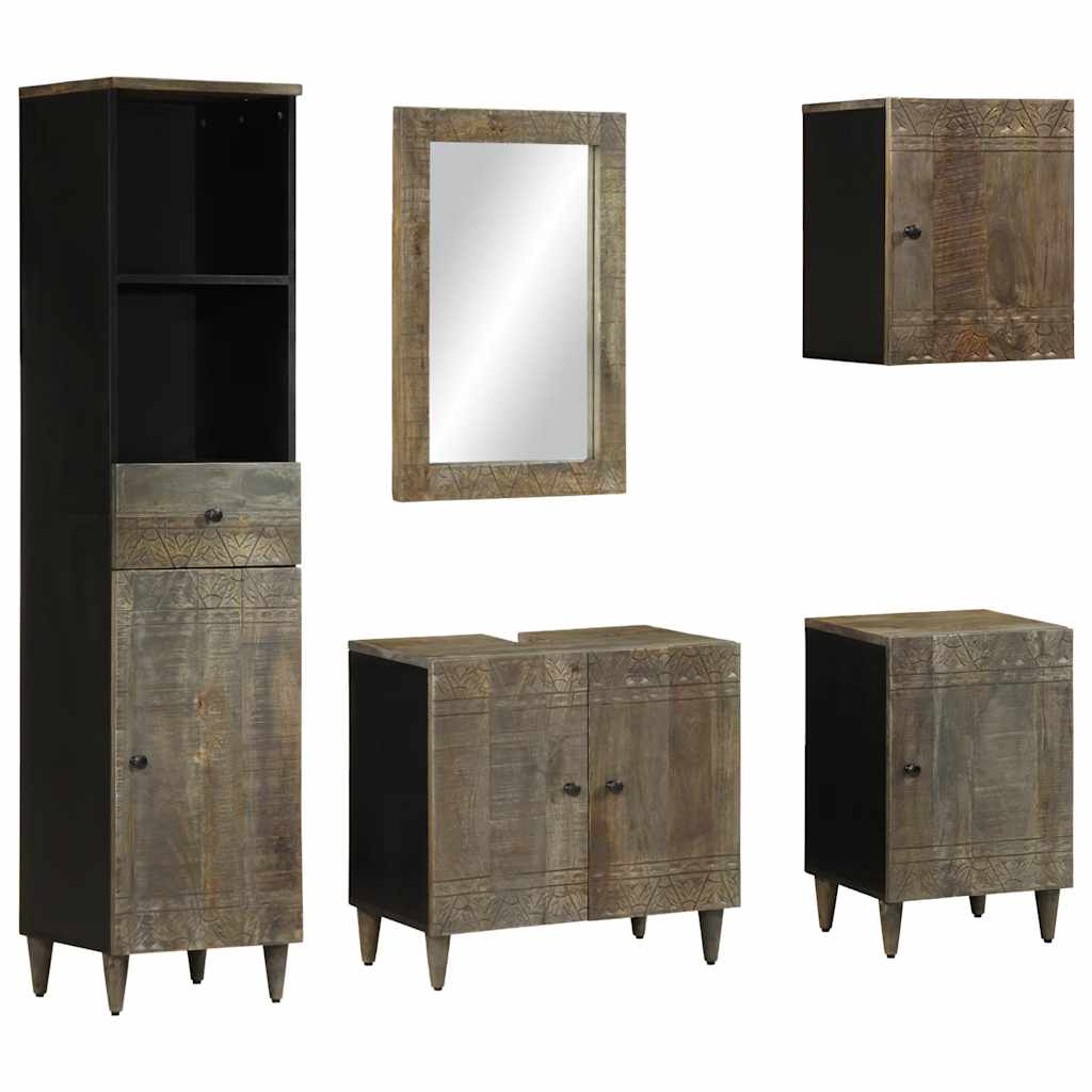 Baderomsskapsett 5 deler heltre mango