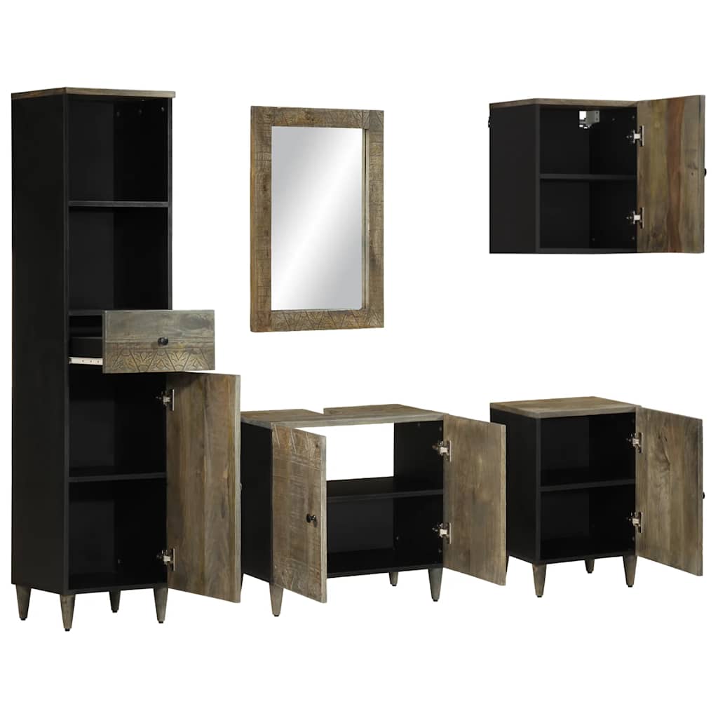 Baderomsskapsett 5 deler heltre mango