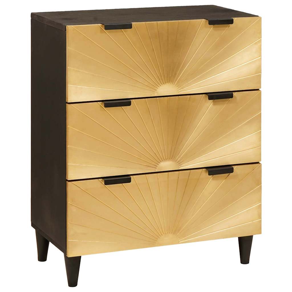 Sidebord Sett 2 pcs Svart og messing 120 x 33 x 75 cm