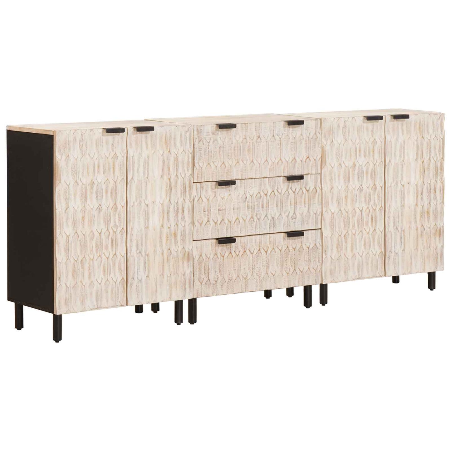 Serviesskap 3 pcs Hvit Vask Finish 180 x 33 x 75 cm