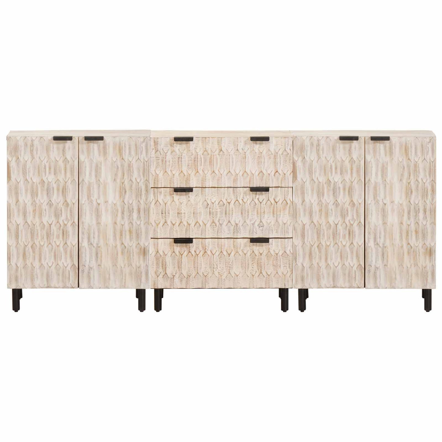 Serviesskap 3 pcs Hvit Vask Finish 180 x 33 x 75 cm