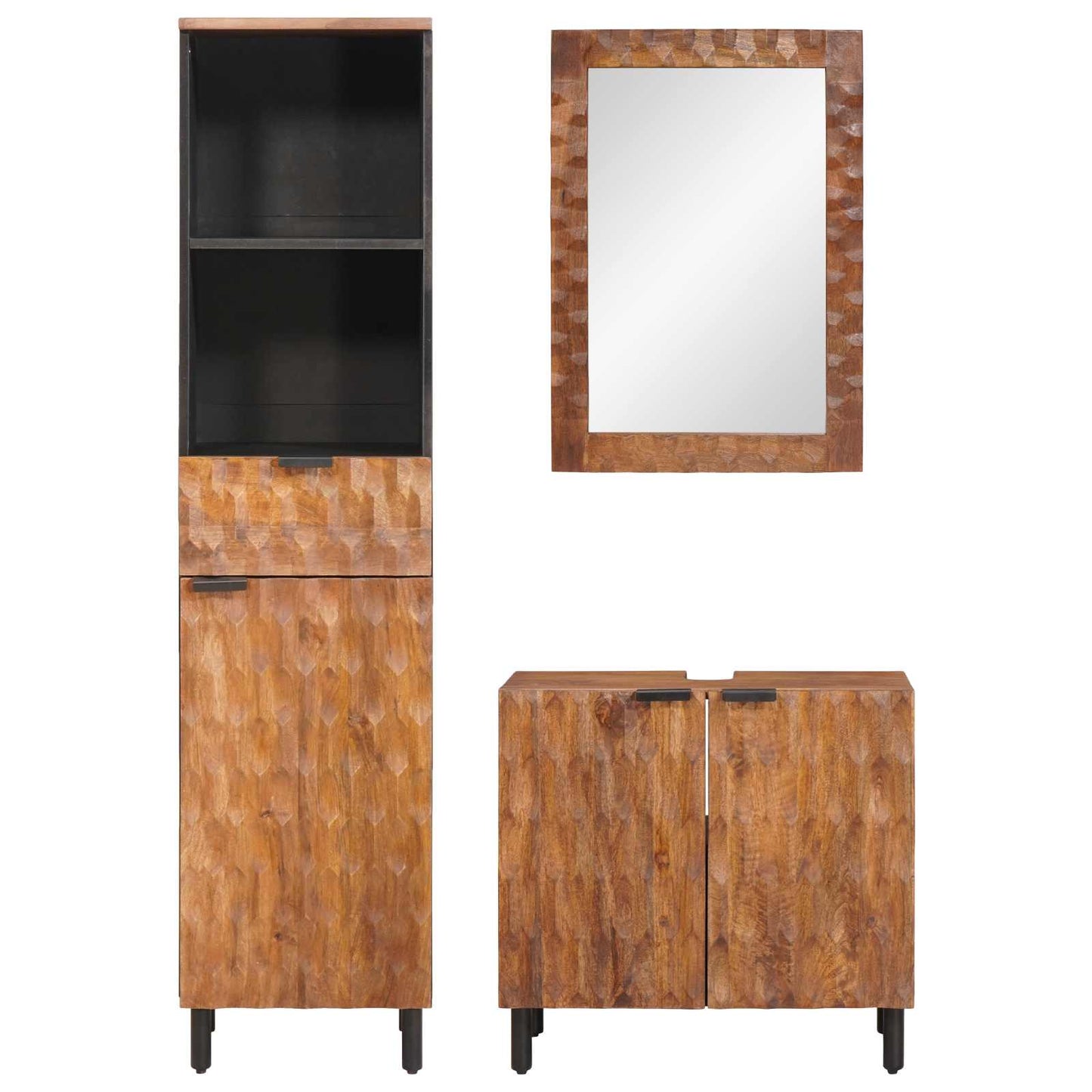 Badeværelses Sett 3 pcs Akacia Brun Finish Massiv mango tre