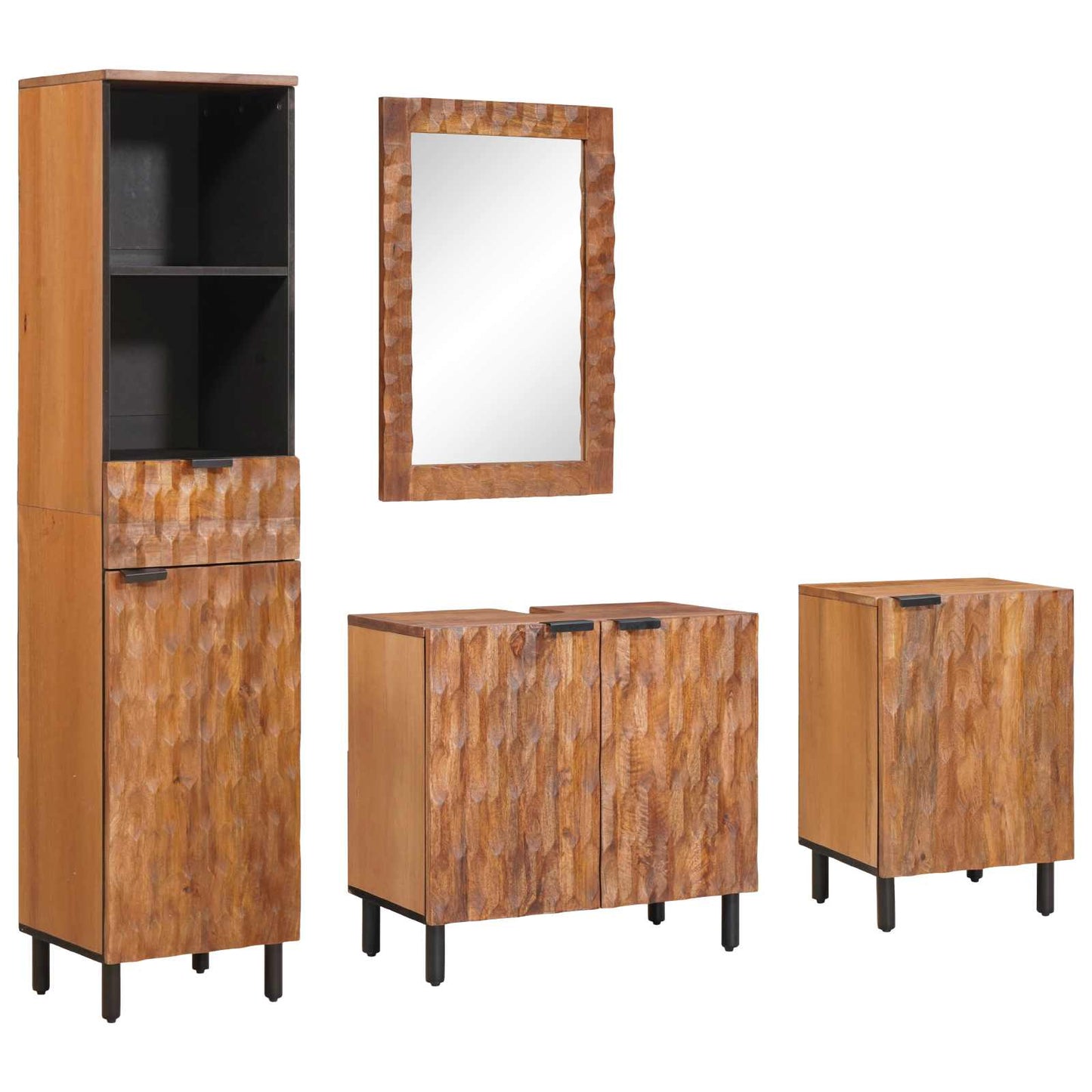 Badeværelses Sett 4 pcs Akacia Brun Finish Massiv mango tre
