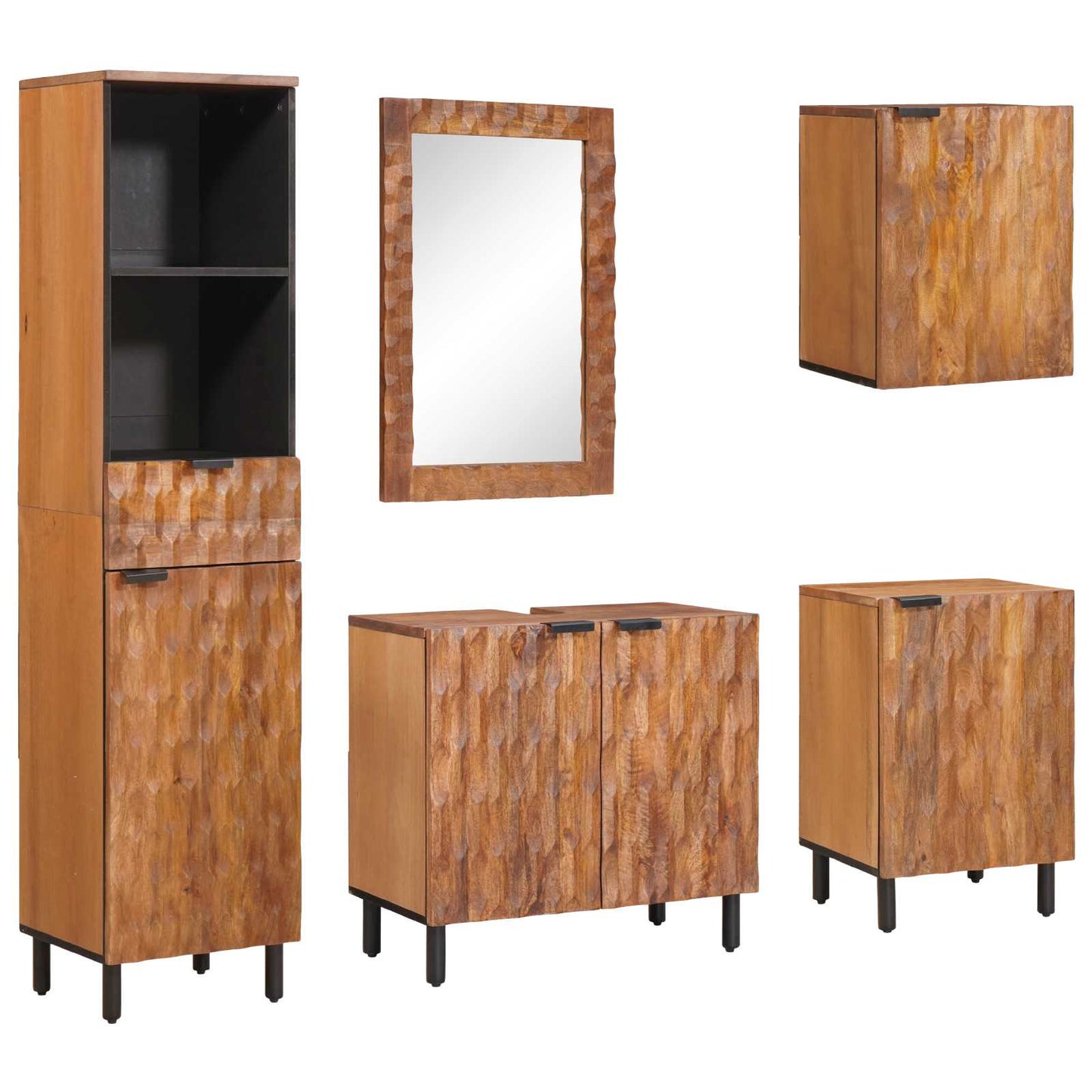 Badeværelses Sett 5 pcs Akacia Brun Finish Massiv mango tre