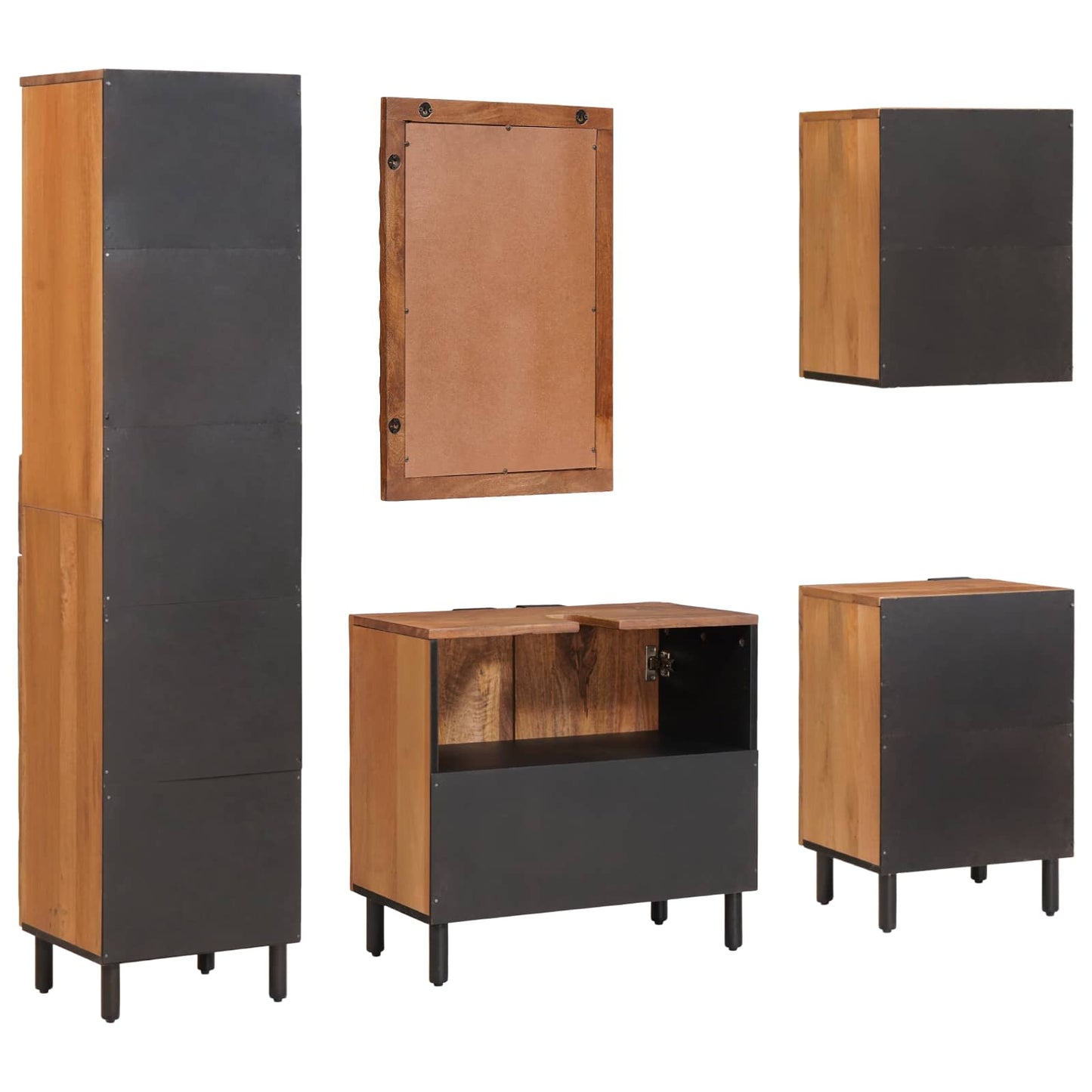 Badeværelses Sett 5 pcs Akacia Brun Finish Massiv mango tre
