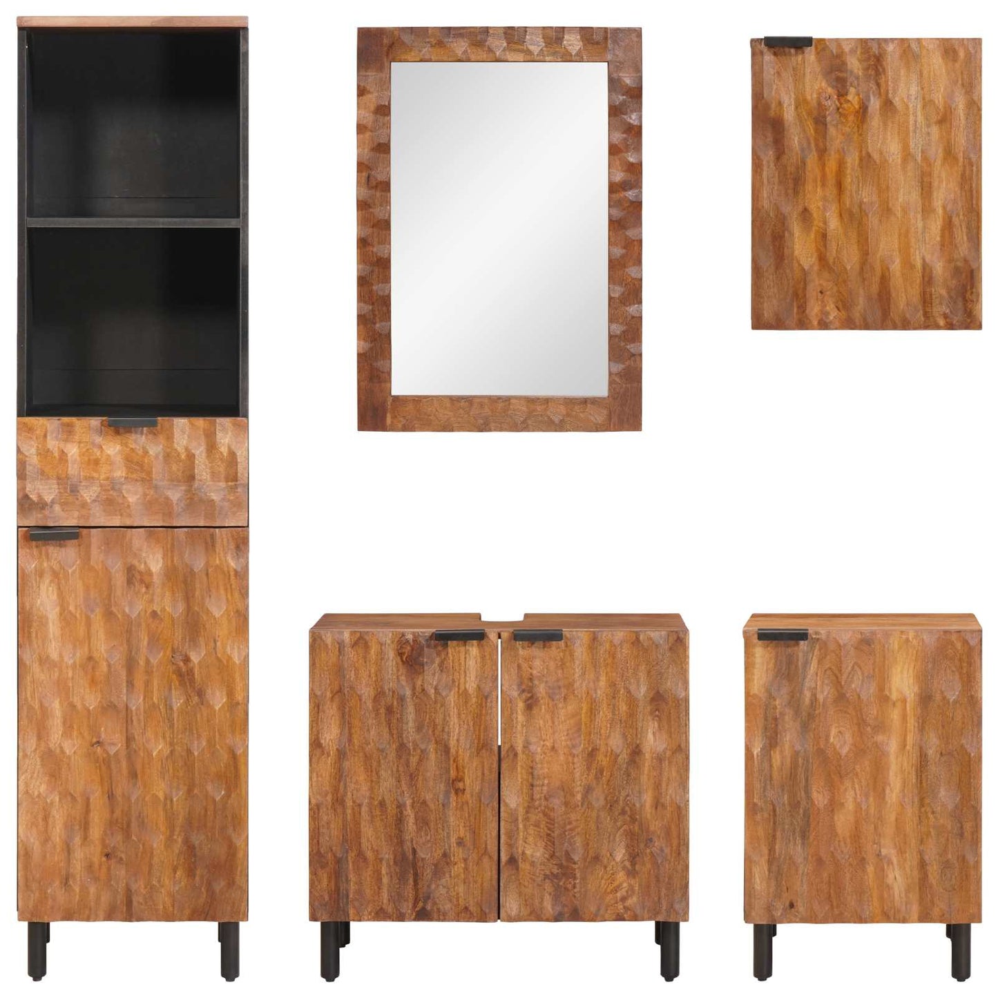 Badeværelses Sett 5 pcs Akacia Brun Finish Massiv mango tre