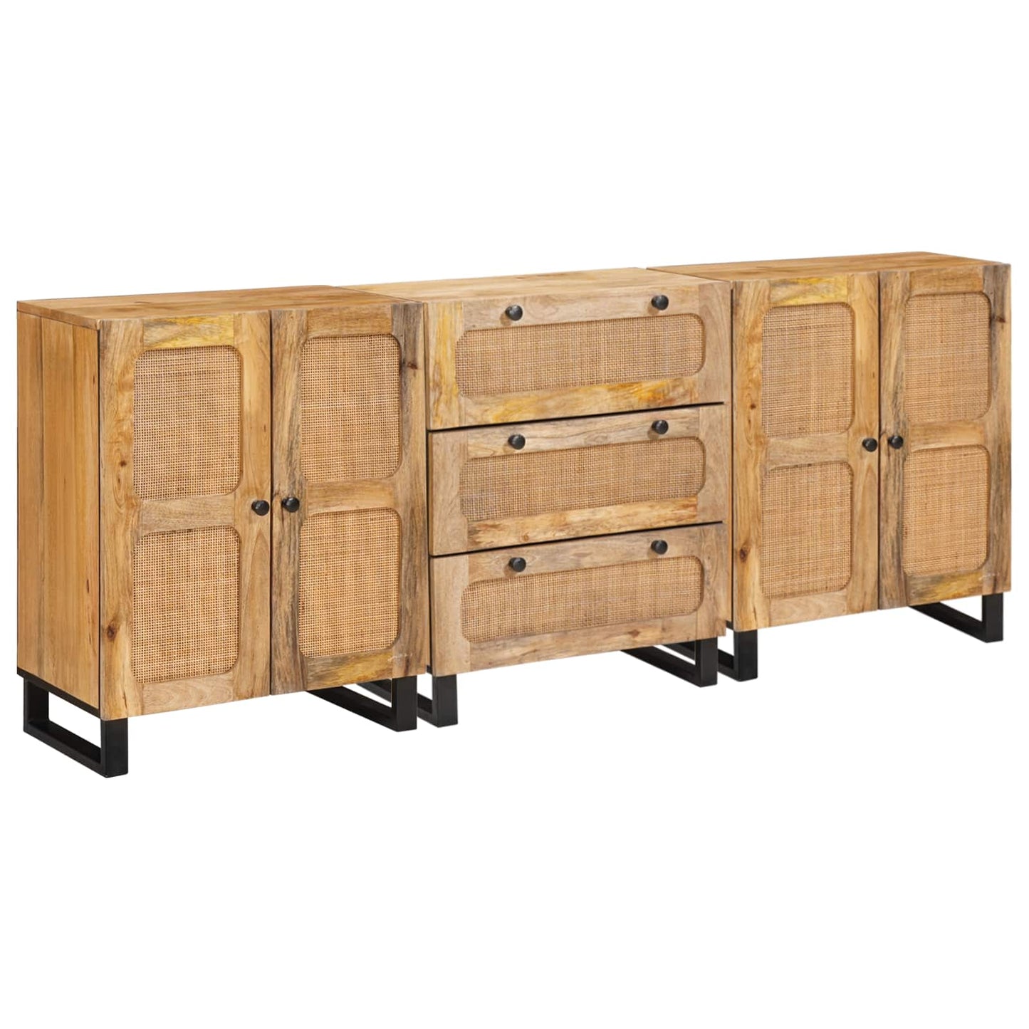 Serviesskap 3 pcs Brun 180 x 33 x 75 cm Massiv mango tre