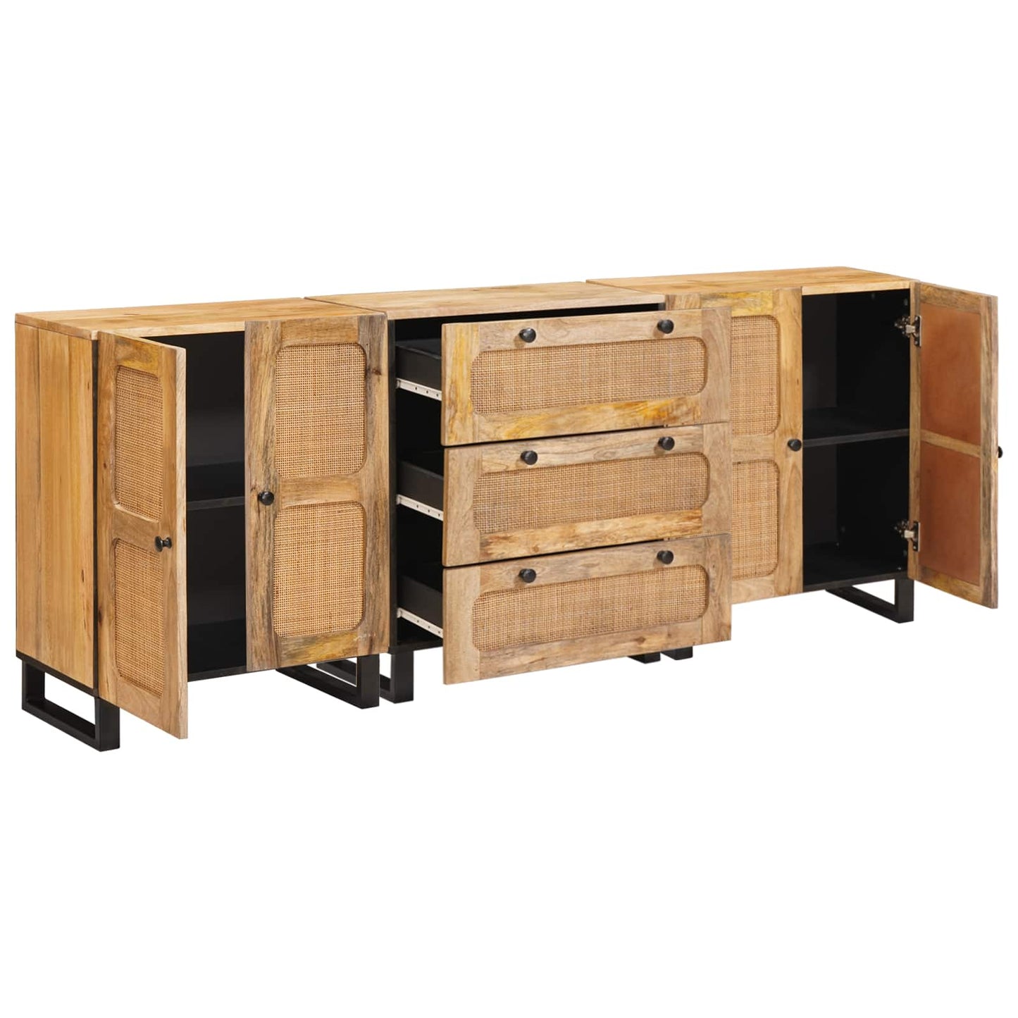 Serviesskap 3 pcs Brun 180 x 33 x 75 cm Massiv mango tre