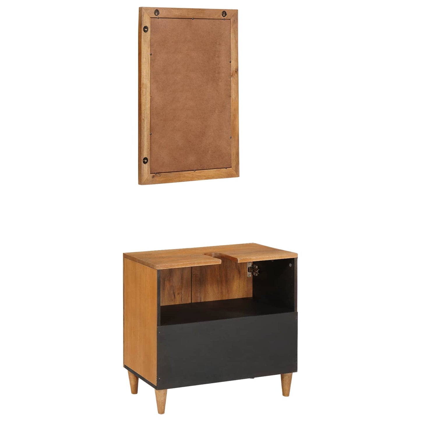 Baderomsinnredningssett med hylle 2 pcs Brun Konstruert tre