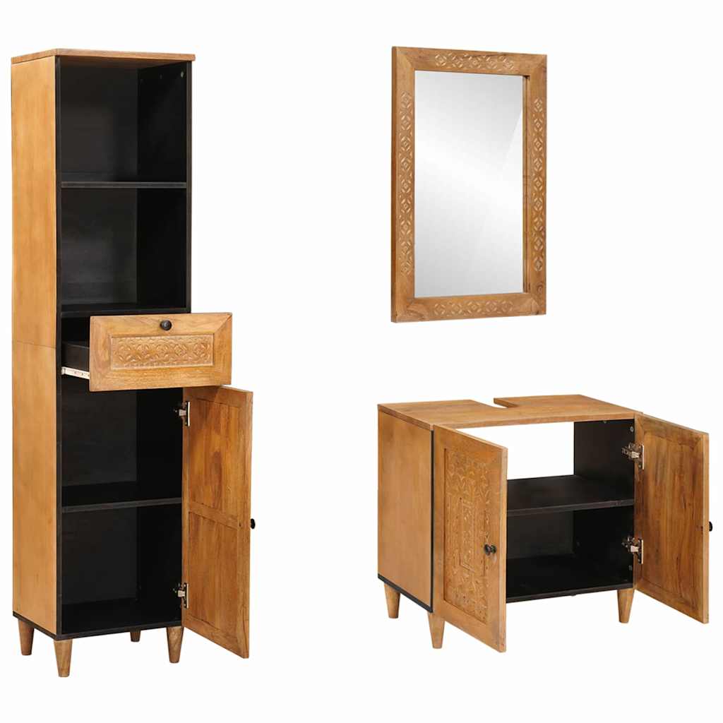 Baderomsinnredningssett med skuff 3 pcs Brun 38 x 33 x 160 cm