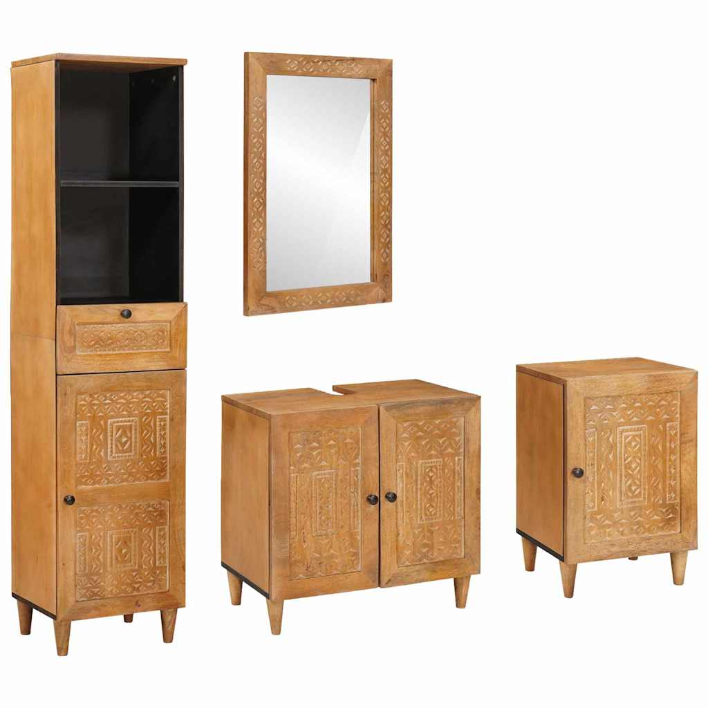 Baderomsinnredningssett med skuff 4 pcs Brun 38 x 33 x 160 cm