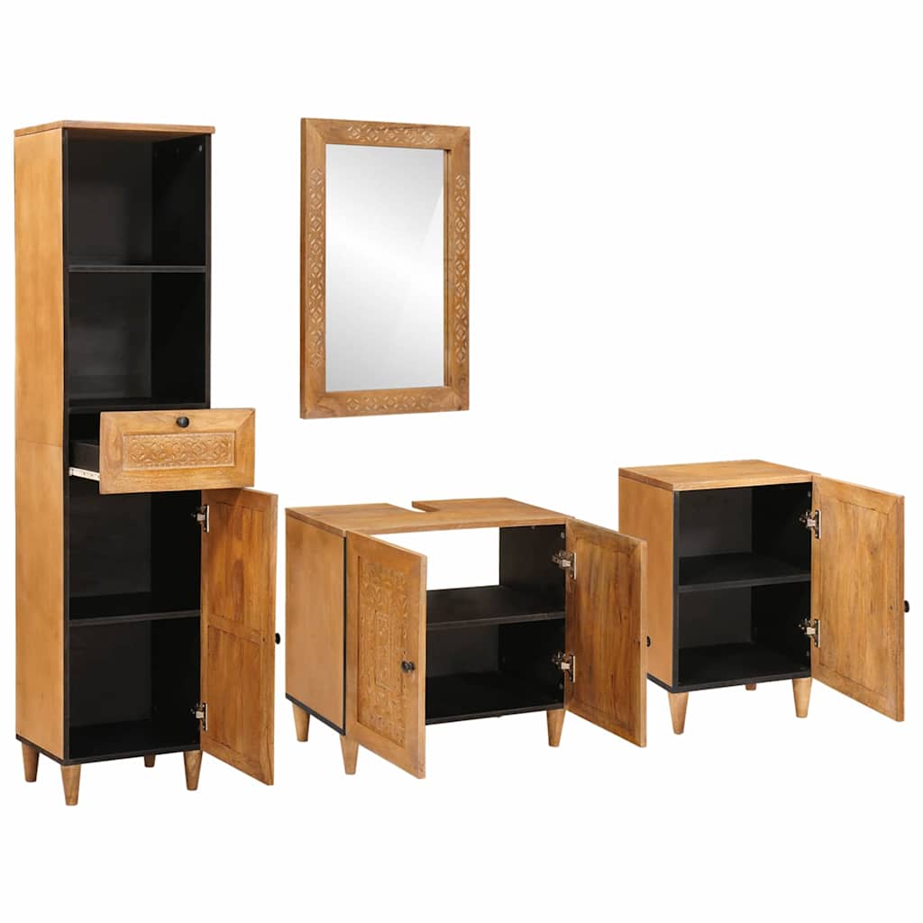 Baderomsinnredningssett med skuff 4 pcs Brun 38 x 33 x 160 cm