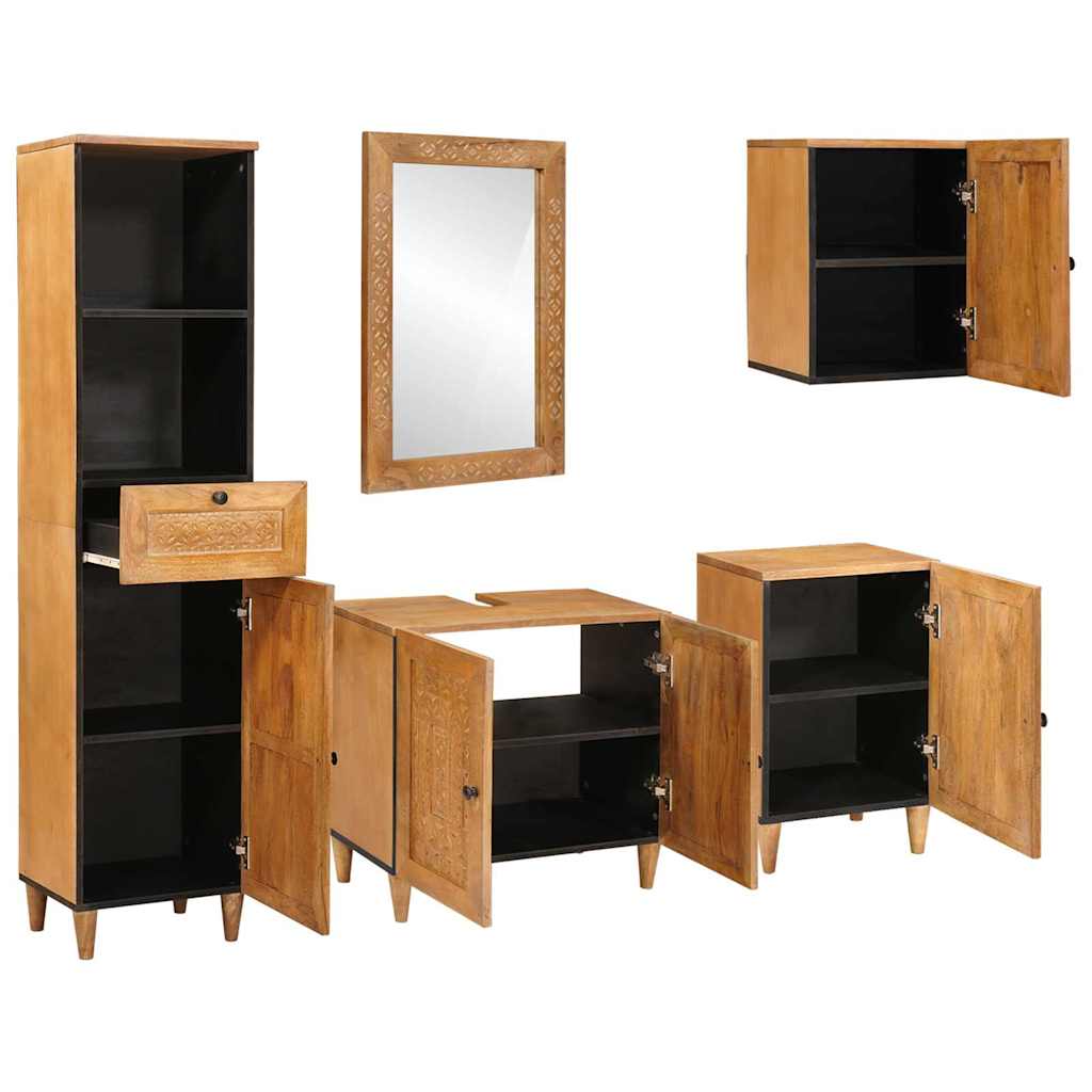 Baderomsinnredningssett med skuff 5 pcs Brun 38 x 33 x 160 cm