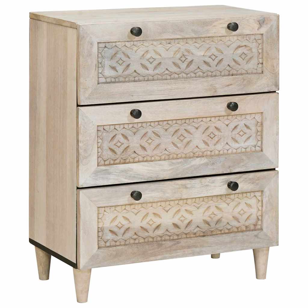 Serviesskap 2 pcs Hvit 120 x 33,5 x 75 cm heltre mango