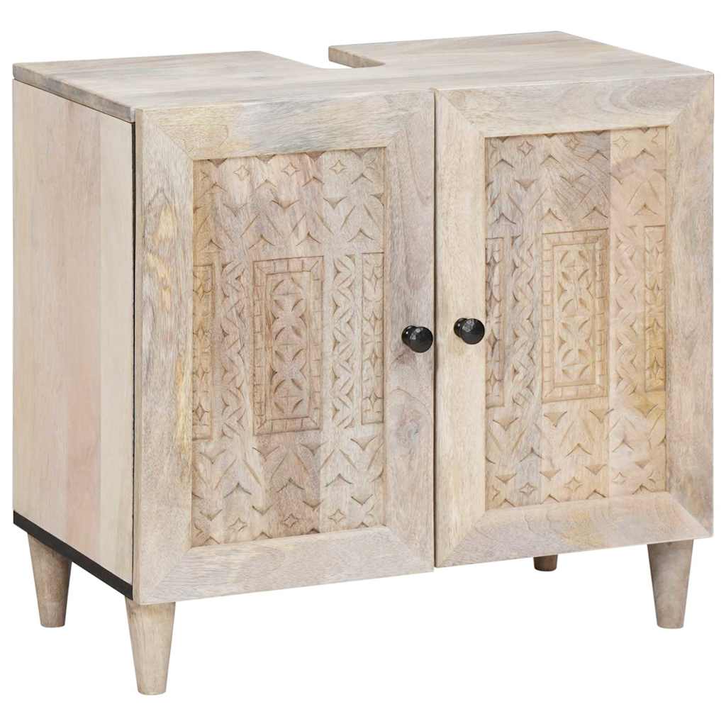 Baderomsinnredningssett 2 pcs Hvit 62 x 33 x 58 cm heltre mango