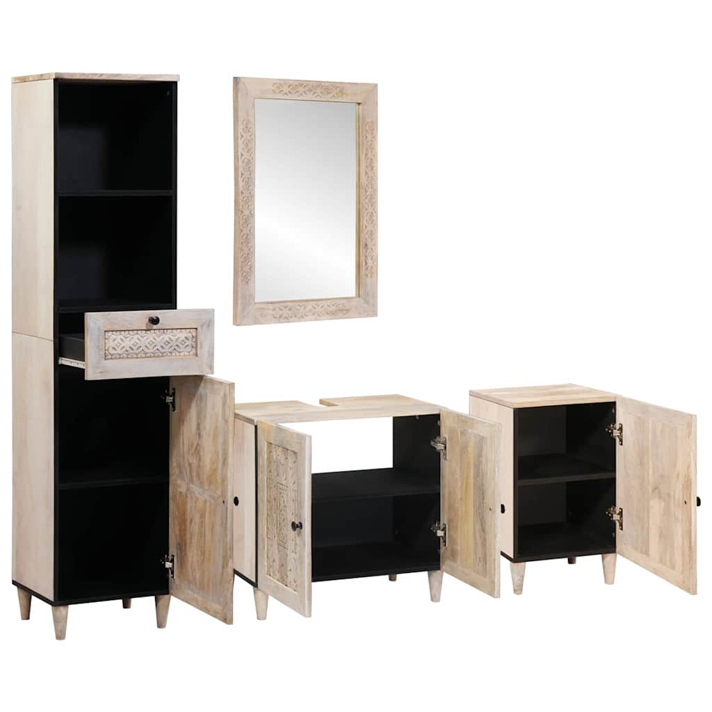 Baderomsinnredningssett med skuff 4 pcs Hvit 38 x 33 x 160 cm
