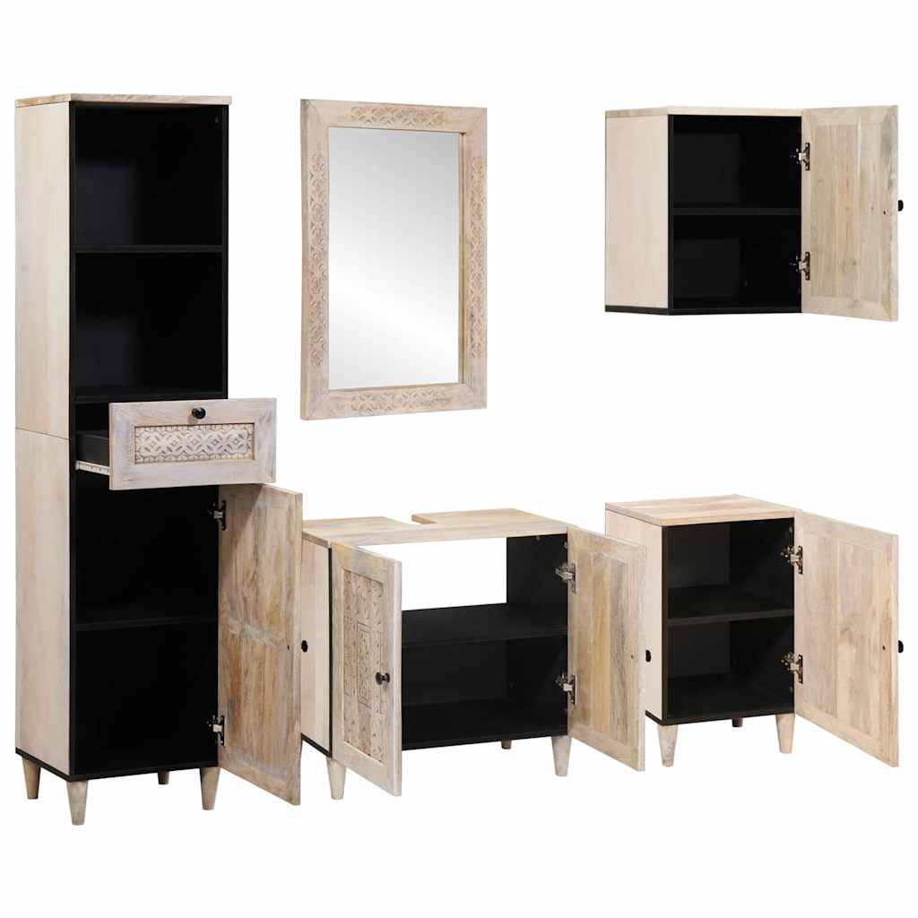 Baderomsinnredningssett med skuff 5 pcs Hvit 38 x 33 x 160 cm