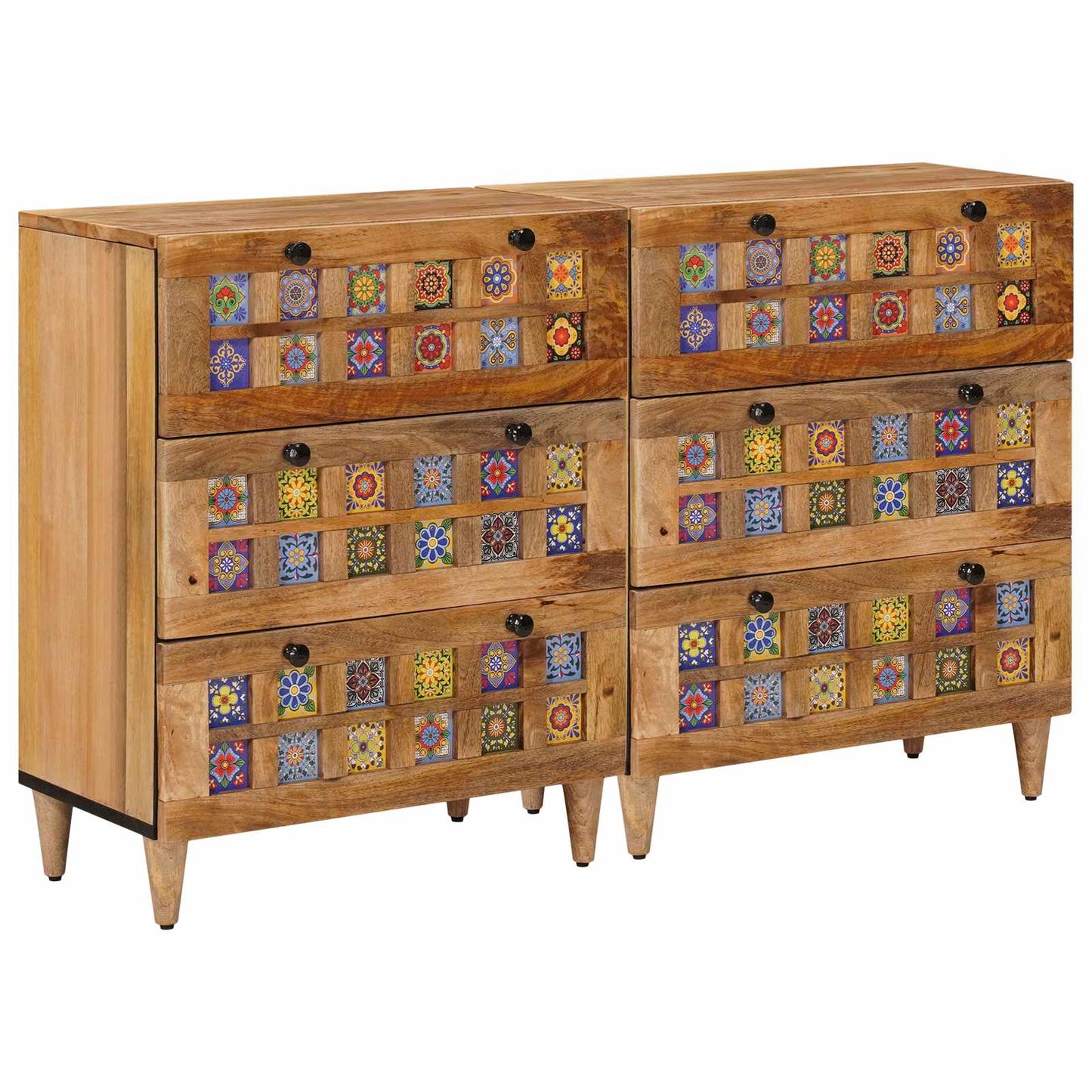 Serviesskap 2 stk. 60 x 33 x 75 cm Massiv mango tre Naturlig