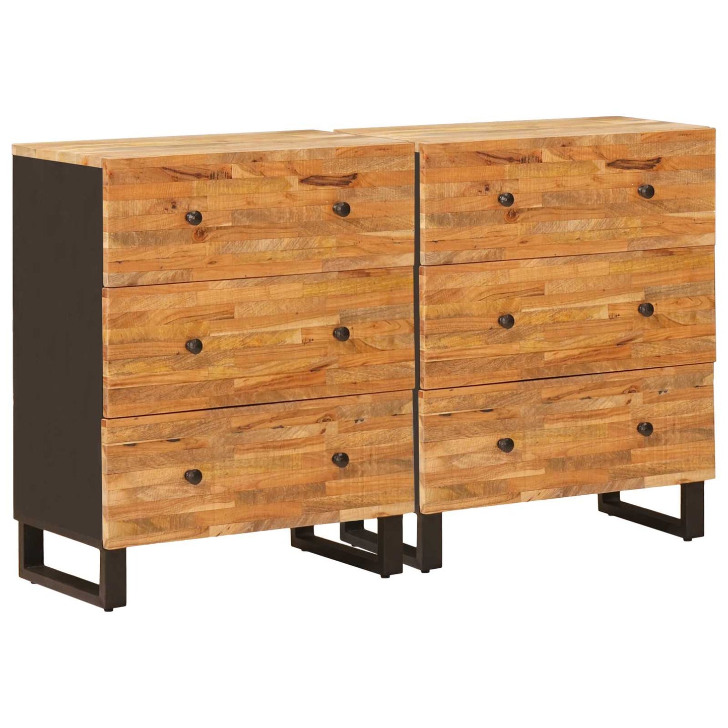 Serviesskap 2 pcs Brun 60 x 33 x 75 cm Massiv mango tre