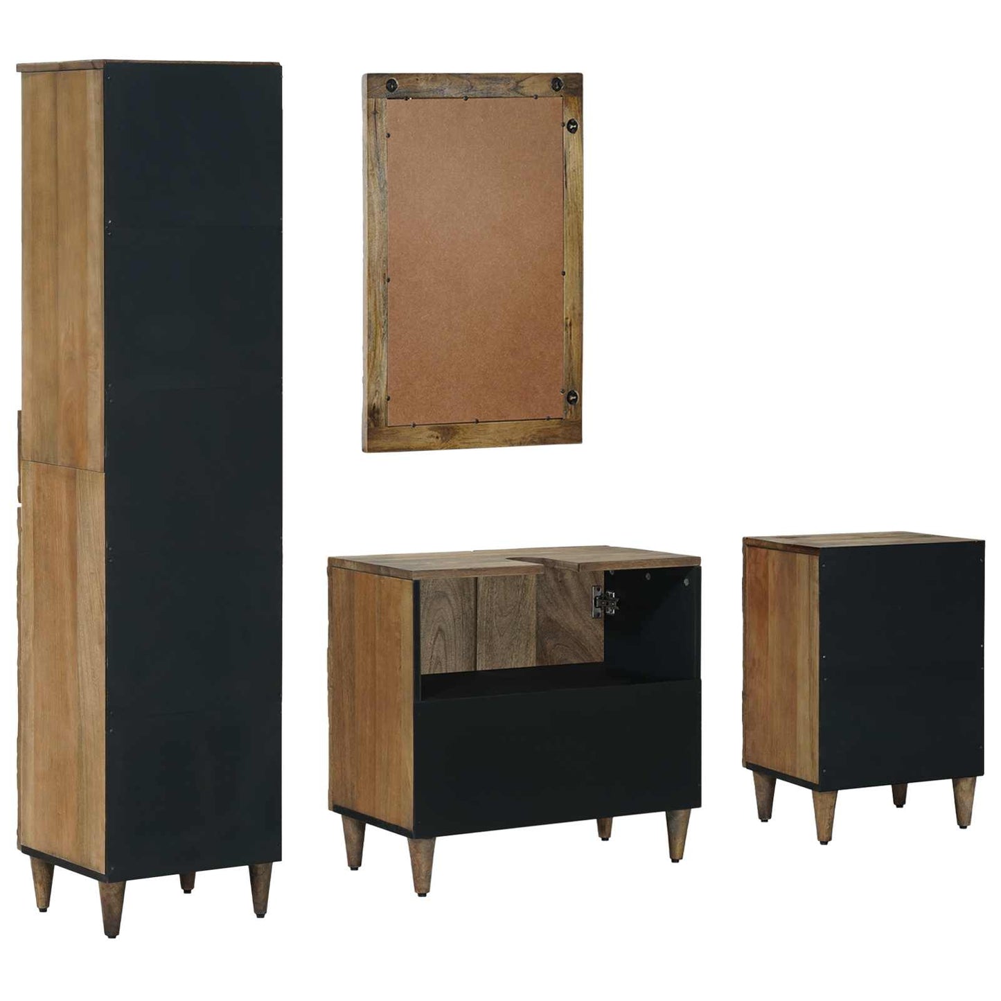 Baderomsinnredningssett 4 stk. Brun 62 x 33 x 58 cm