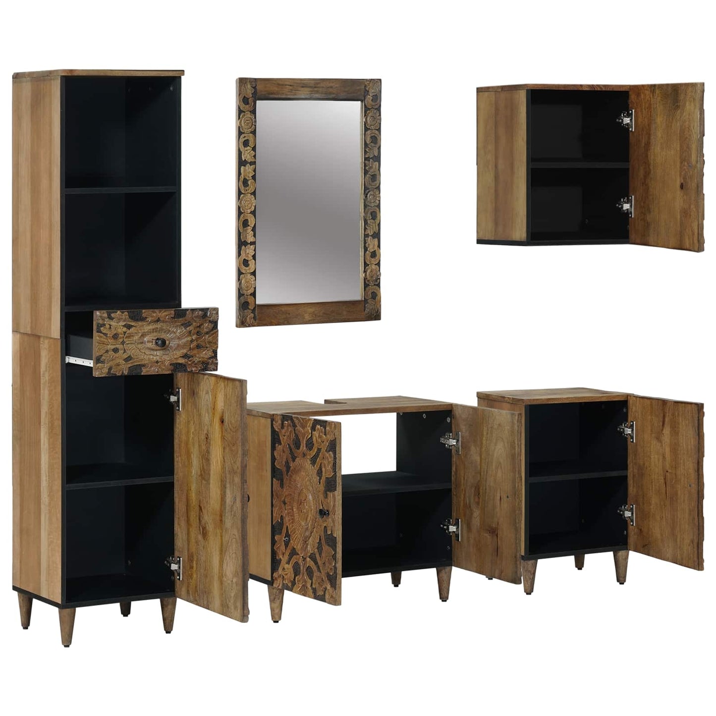 Baderomsinnredningssett 5 stk. Brun 62 x 33 x 58 cm