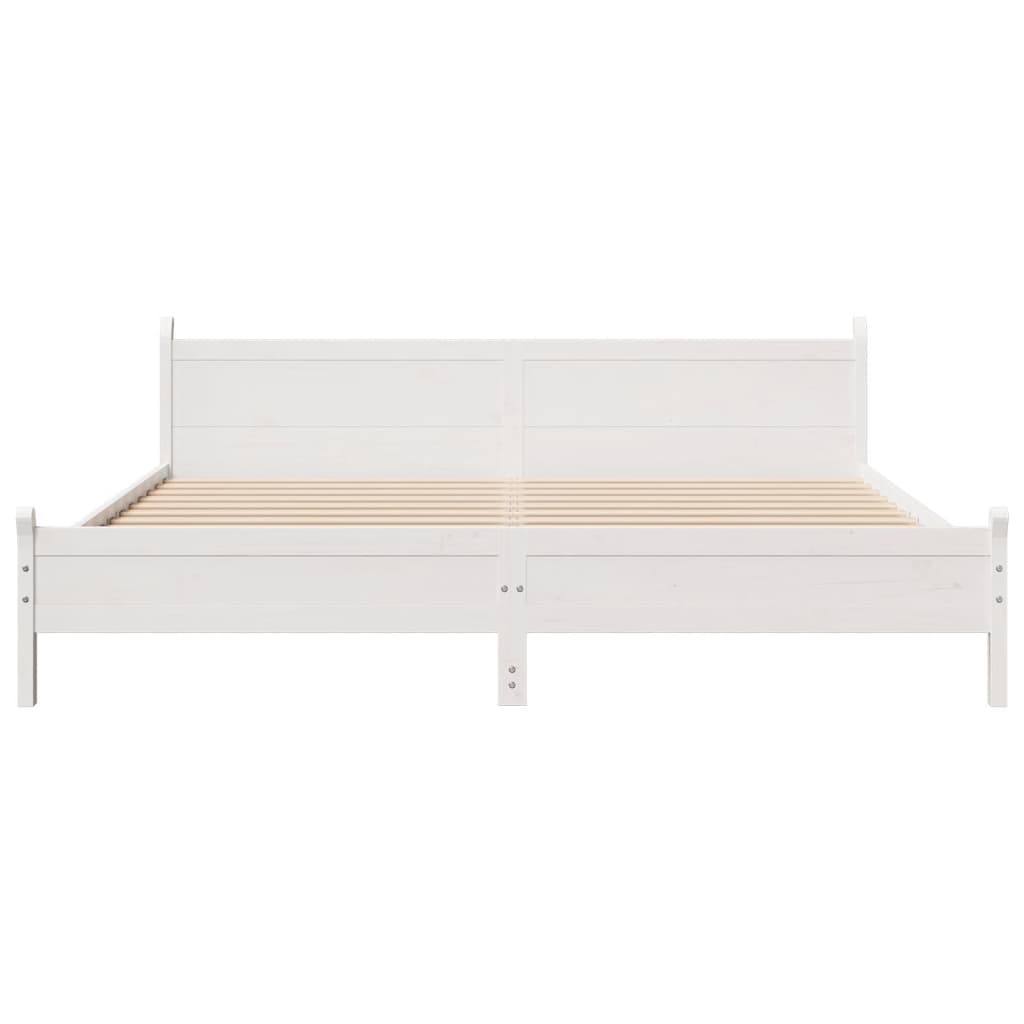 Sengeramme med madrass hvit 200x200 cm heltre furu