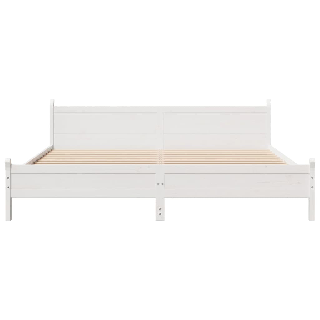 Sengeramme med madrass hvit 200x200 cm heltre furu