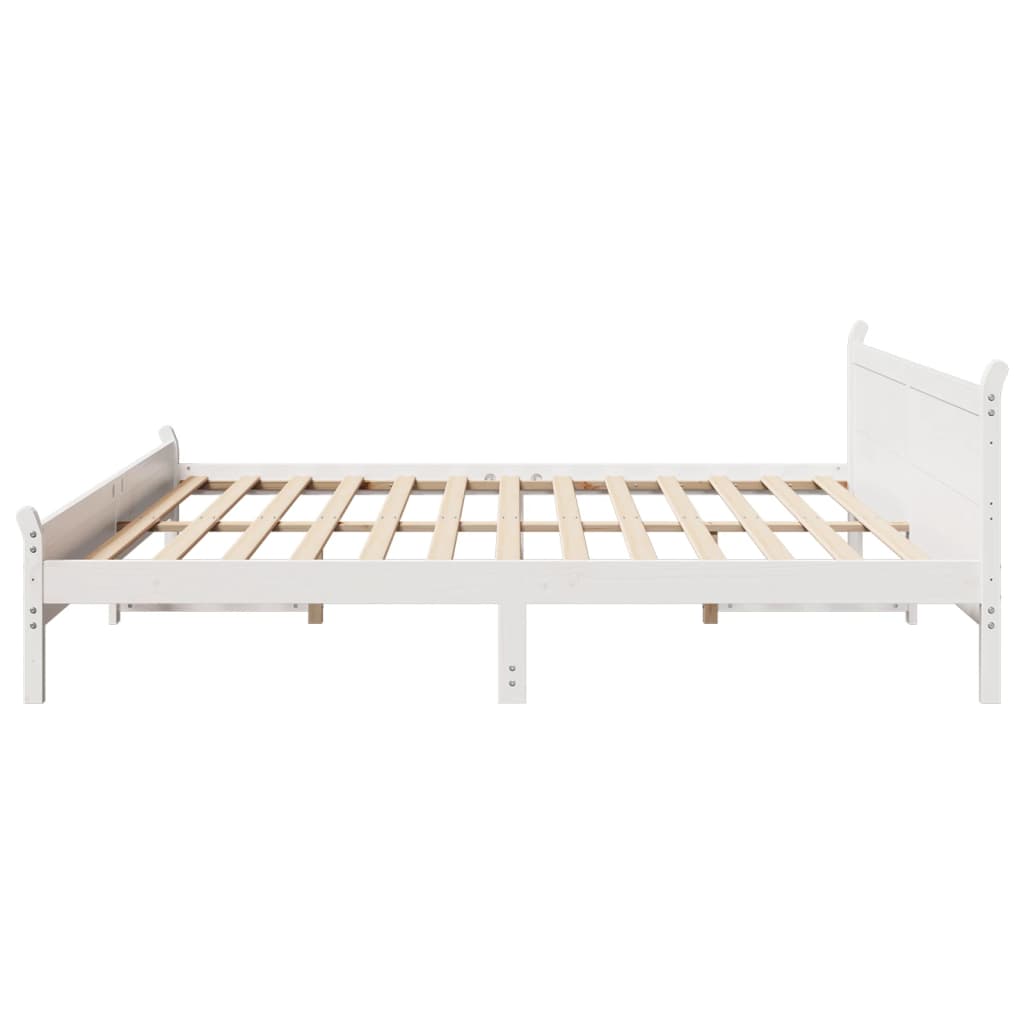 Sengeramme med madrass hvit 200x200 cm heltre furu