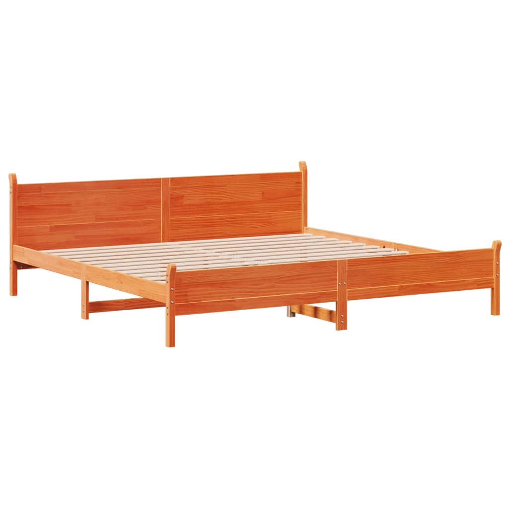 Sengeramme uten madrass voksbrun 200x200 cm heltre furu