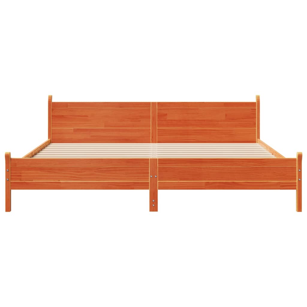 Sengeramme uten madrass voksbrun 200x200 cm heltre furu