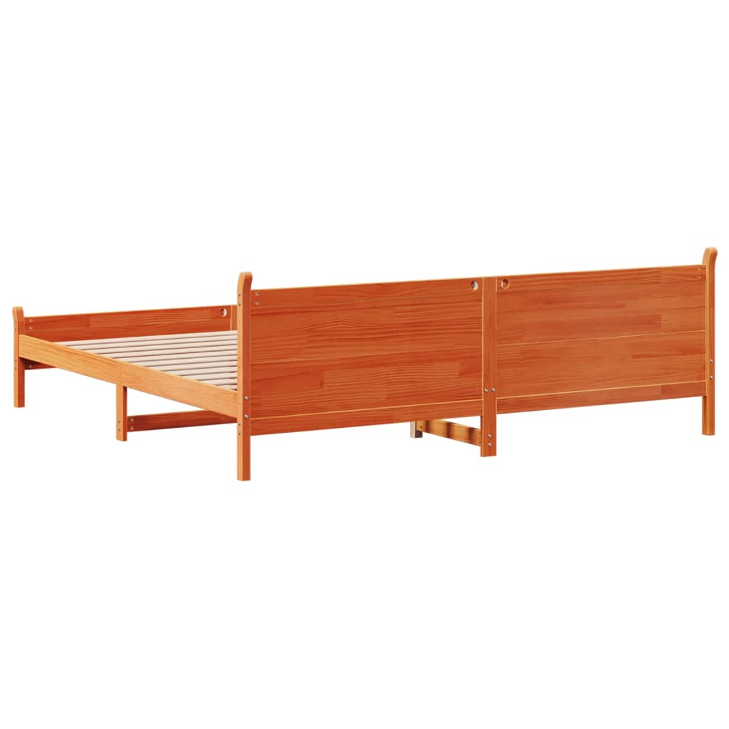 Sengeramme uten madrass voksbrun 200x200 cm heltre furu
