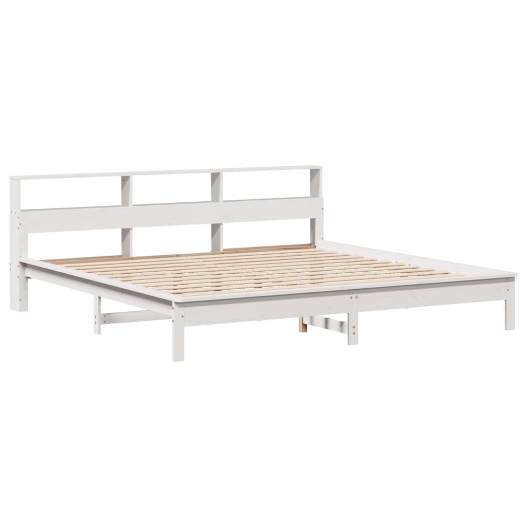 Sengeramme med madrass hvit 200x200 cm heltre furu