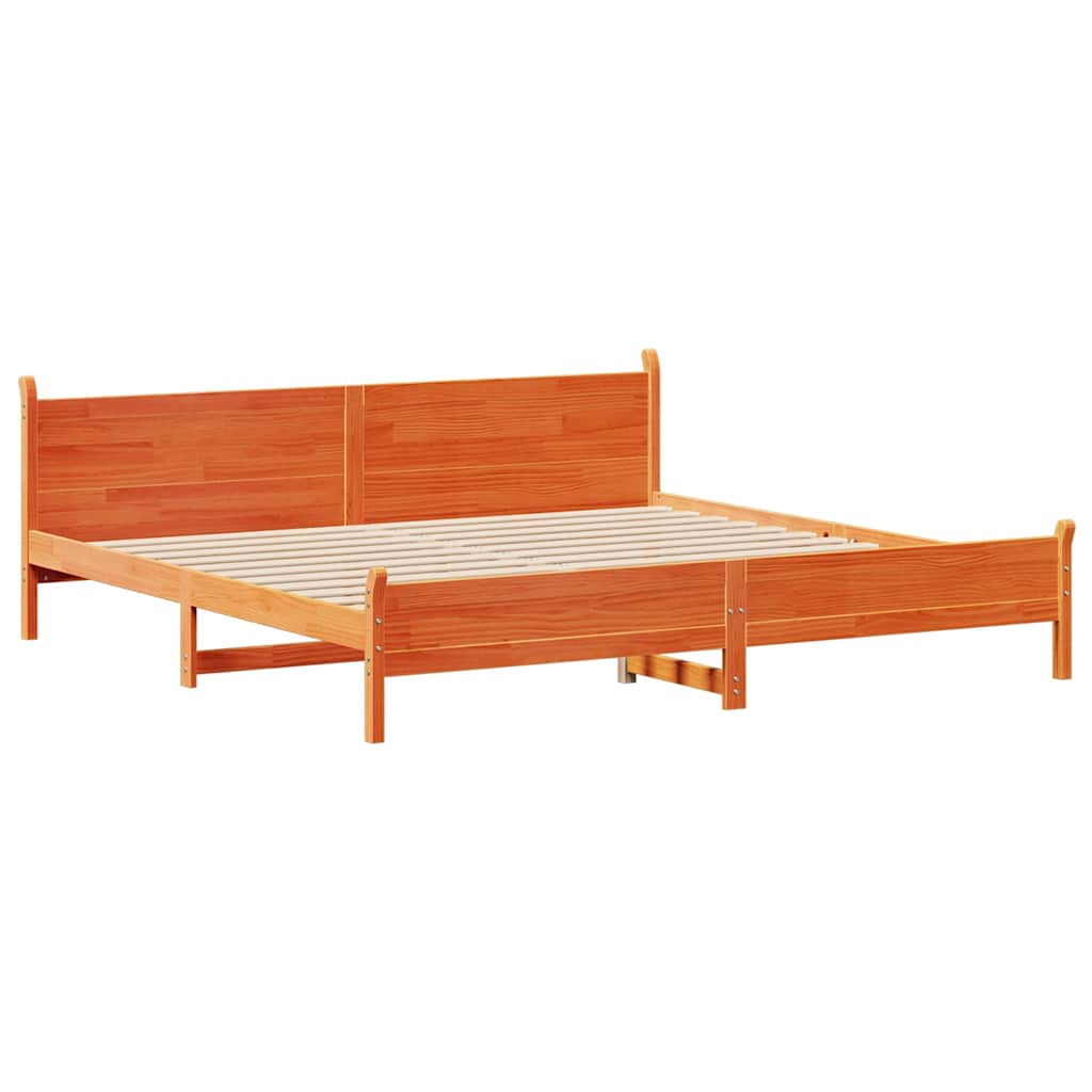 Sengeramme uten madrass voksbrun 200x200 cm heltre furu