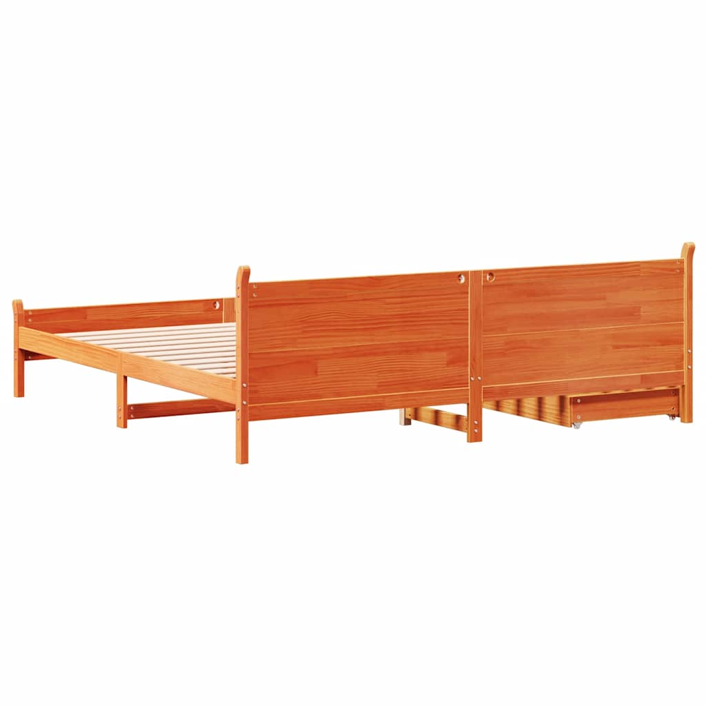 Sengeramme uten madrass voksbrun 200x200 cm heltre furu