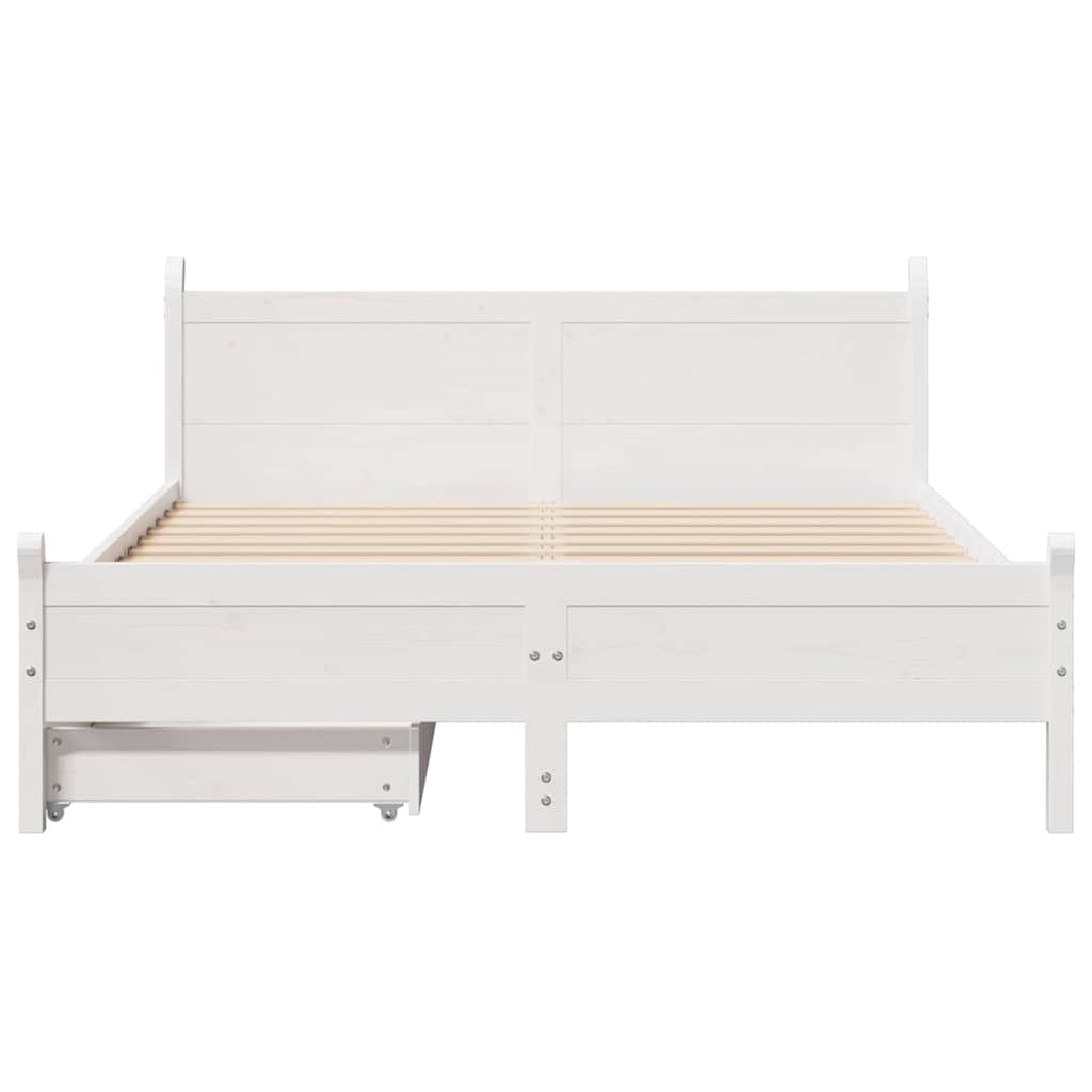 Sengeramme uten madrass hvit 150x200 cm heltre furu