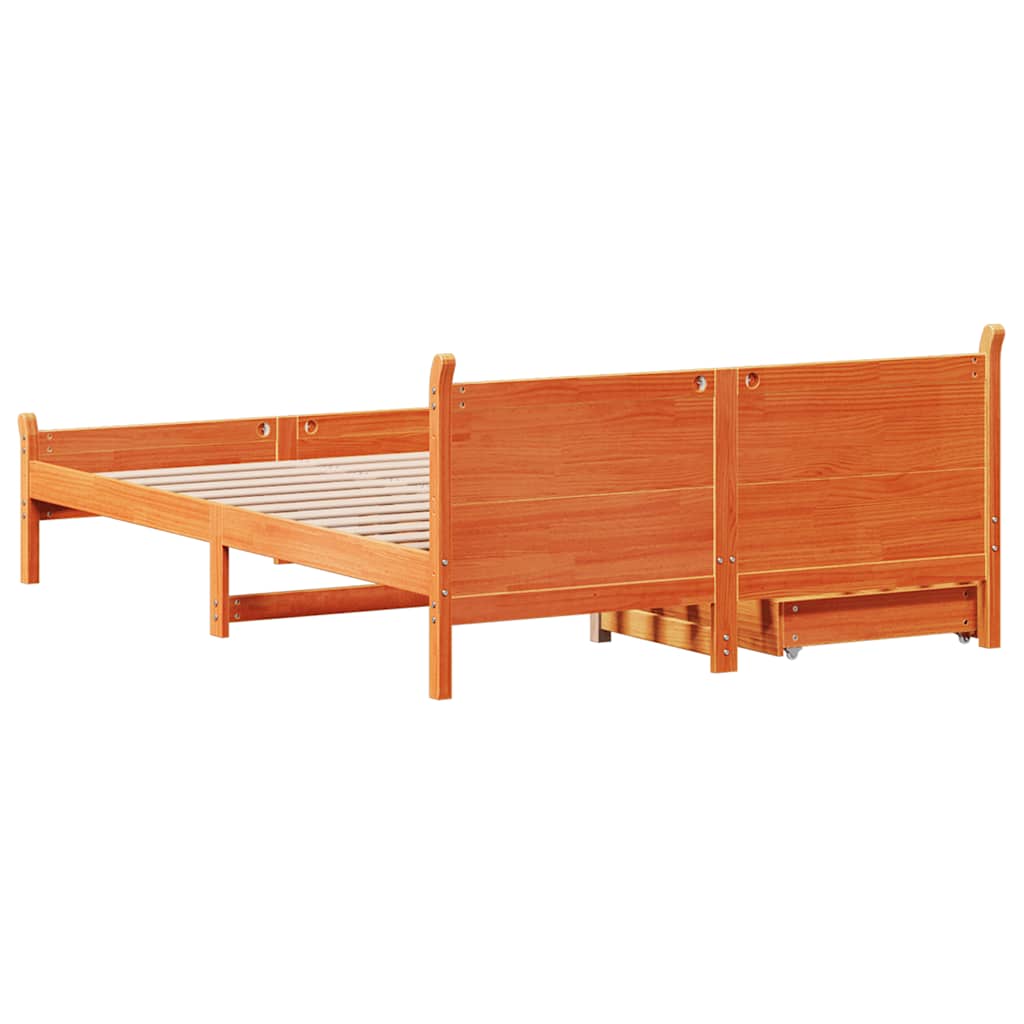 Sengeramme uten madrass brun 150x200 cm heltre furu