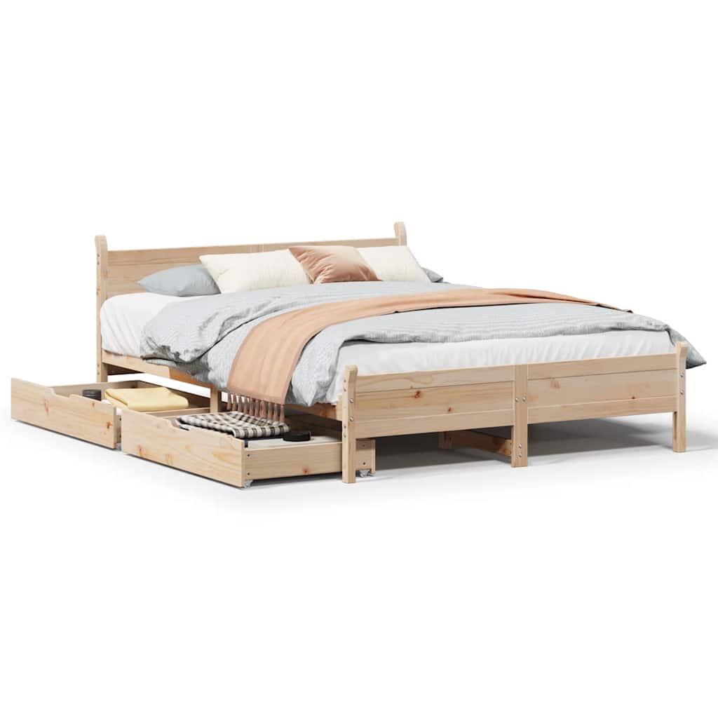 Sengeramme uten madrass hvit 135x190 cm heltre furu