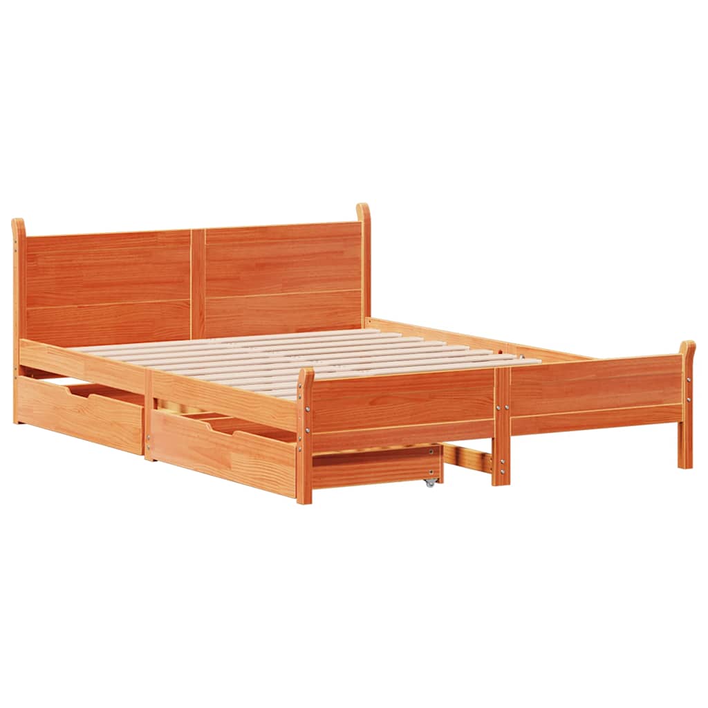 Sengeramme uten madrass brun 135x190 cm heltre furu
