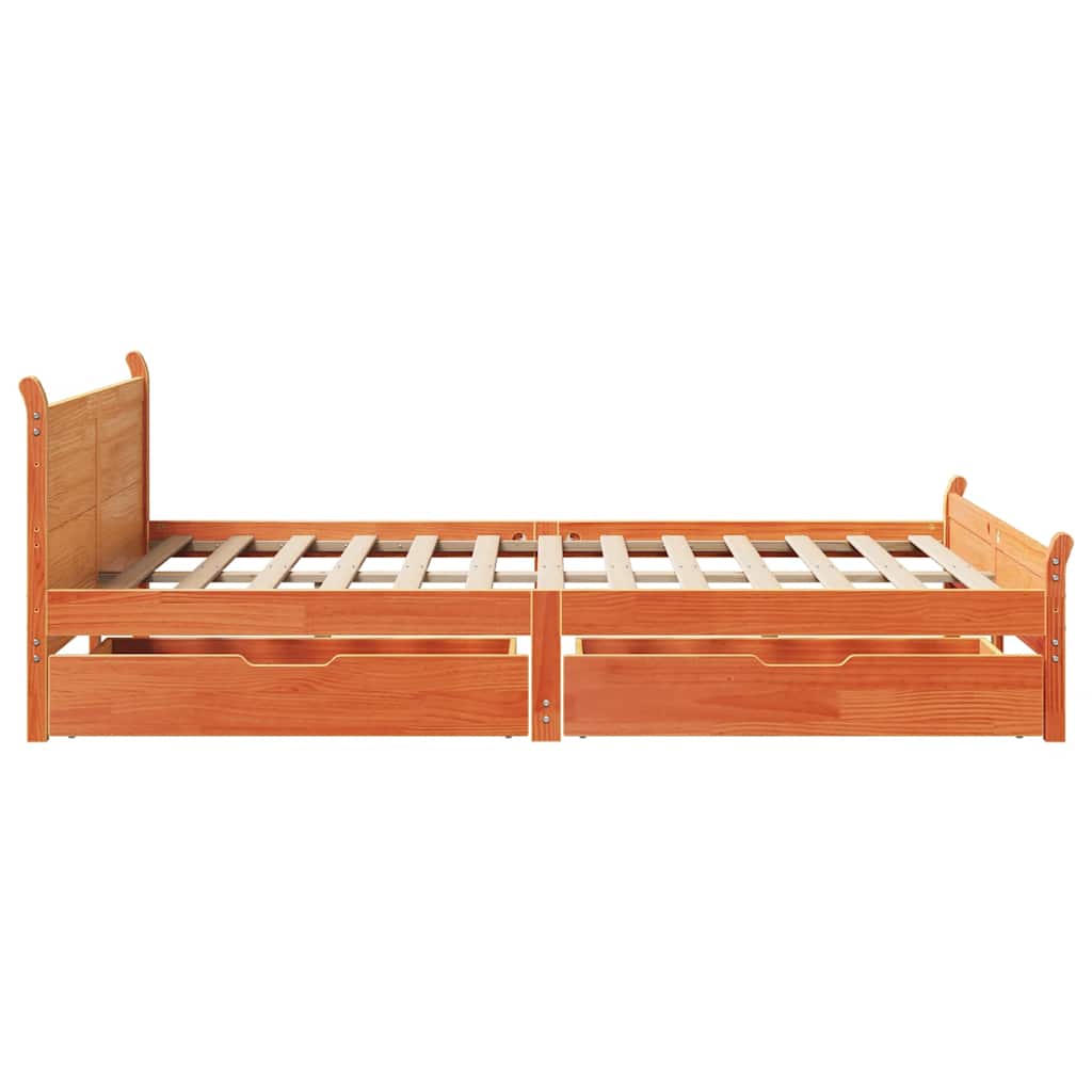 Sengeramme uten madrass brun 135x190 cm heltre furu