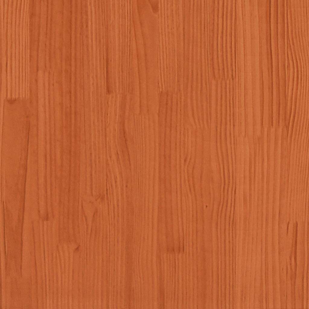 Seng med bokhylle uten madrass voksbrun 200x200 cm heltre furu